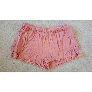 ee:some Women Pink Frayed Hem Elastic Waist Rayon Shorts PK4410 Size Small